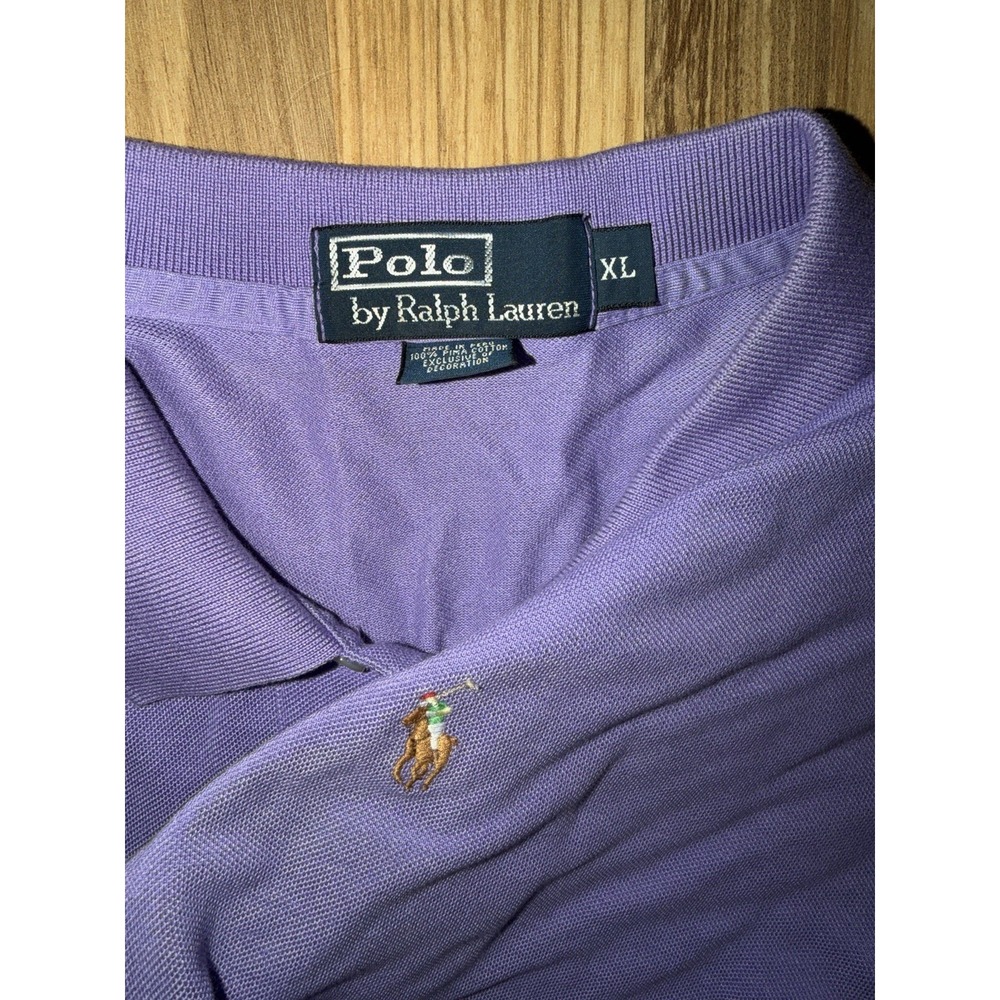 VTG 90s Ralph Lauren Men's XL Polo Shirt Purple Flesh Pony Cotton